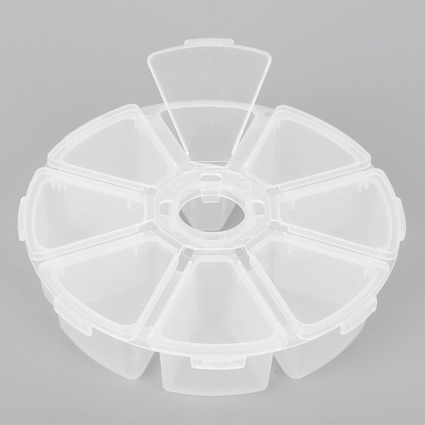 8 Grids Plastic Organizer Box Round Clear Storage Container Jewelry Box for Bead Nail Art Items Jewelry DIY Crafts Embroidery Thread Storage