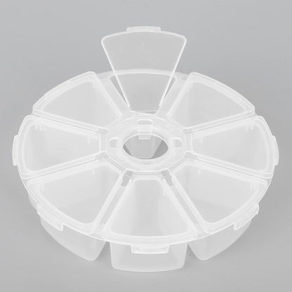 8 Grids Plastic Organizer Box Round Clear Storage Container Jewelry Box for Bead Nail Art Items Jewelry DIY Crafts Embroidery Thread Storage