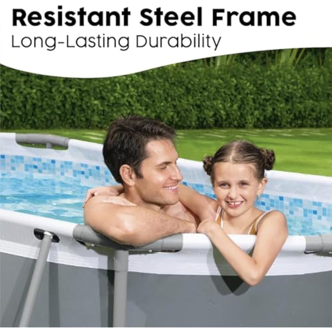 Steel Pro MAX 10' x 6'7" x 33"/3.05m x 2.00m x 84cm Oval Pool Set, Grey/White/Blue