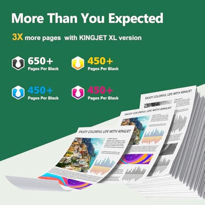 KINGJET 305 Ink Cartridges Black and Colour, 305XL Ink Cartridges Remanufactured for HP Printer Ink 305 XL for DeskJet 2700 2710 2720 2724 Plus 4100 4120 4130 Envy 6000 6020 6032 Pro 6400 6420 6430