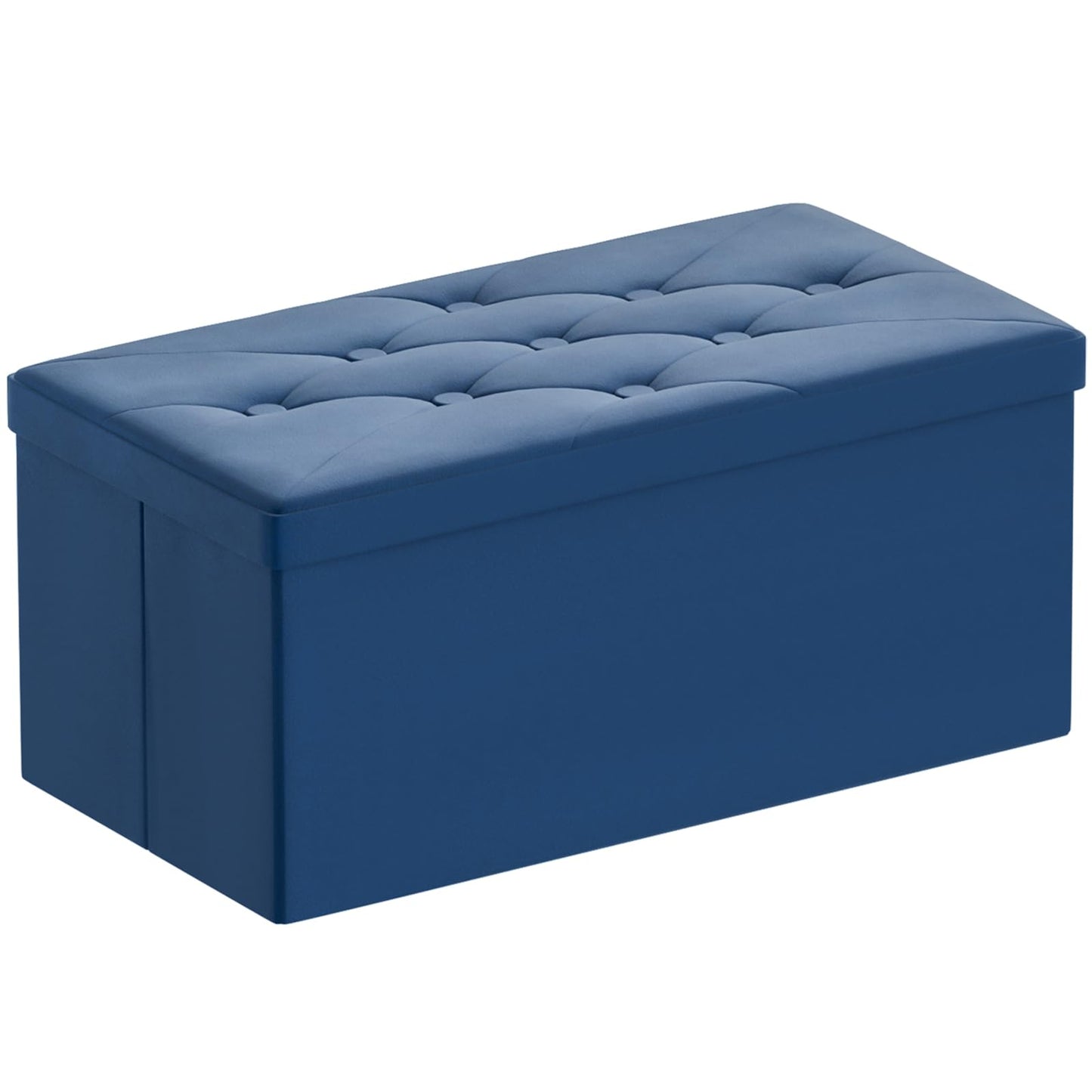 BRIAN & DANY Ottoman Storage Box Velvet Foldable Storage Ottoman Bench with Highly Elastic Sponge Filling for Living Room, 80 x 40 x 40 cm, Blue