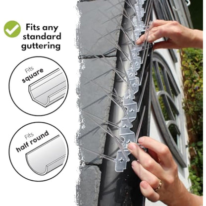 Defender Bird Spikes | Gutter Spikes Pack for Seagulls & Pigeons | Install Guide | 3 Metre