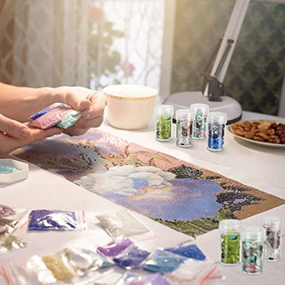GJIE Diamond Painting Storage Boxes, 120 Slots Bead Storage with 5D Diamond Art Accessories and Tools Kit