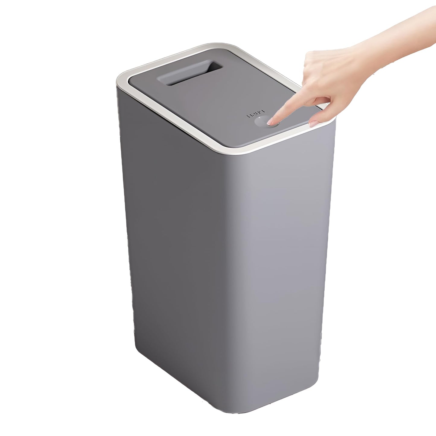 Bedroom Bin,Push Button Plastic Bin for Bedroom,10L Slim Bathroom Bin with Lid,Narrow Waste Bin for Bathroom Anti-Odour,Plastic Thin Trash Can for
