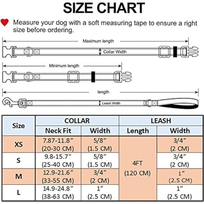 Mihqy Valentine's Day Dog Collar and Lead Set - Adjustable Heart Dog Collar - Love Theme - Perfect for Small Medium Large Dogs(Pink Heart Set,L)