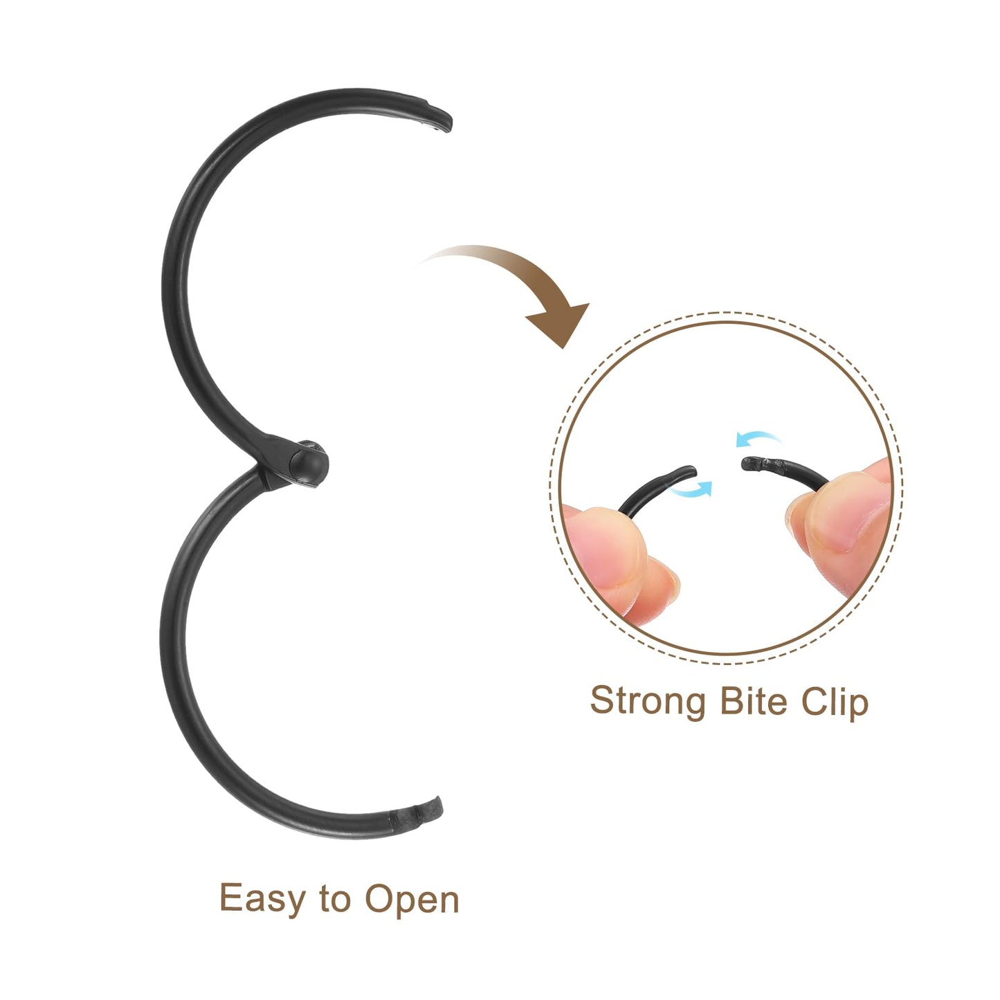 sourcing map Shower Curtain Rings,15pcs - Carbon Steel Round Snap Shower Curtain Hooks, 1.5 Inch Loose Leaf Binder Rings for Shower Curtain Rods