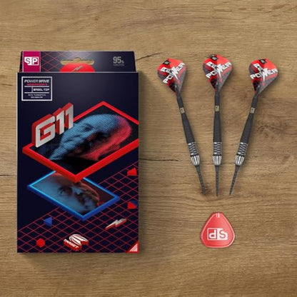 TARGET Darts Phil Taylor Gen 11 Power 9-Five Steel Tip Swiss Point Darts (3) Swiss Point Tool, 95% Tungsten Raw Power G11 | Generation 11 Phil Taylor Darts, Player Edition Swiss Points Dart Set