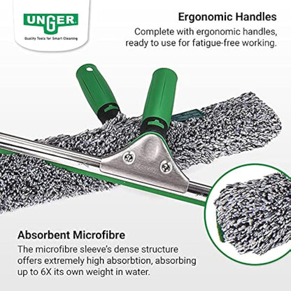 Unger AK011AUNGER ErgoTec 2-in1 Window Cleaner Starter Kit - Squeegee & Microfibre Power Washer Sleeve,Green,35cm