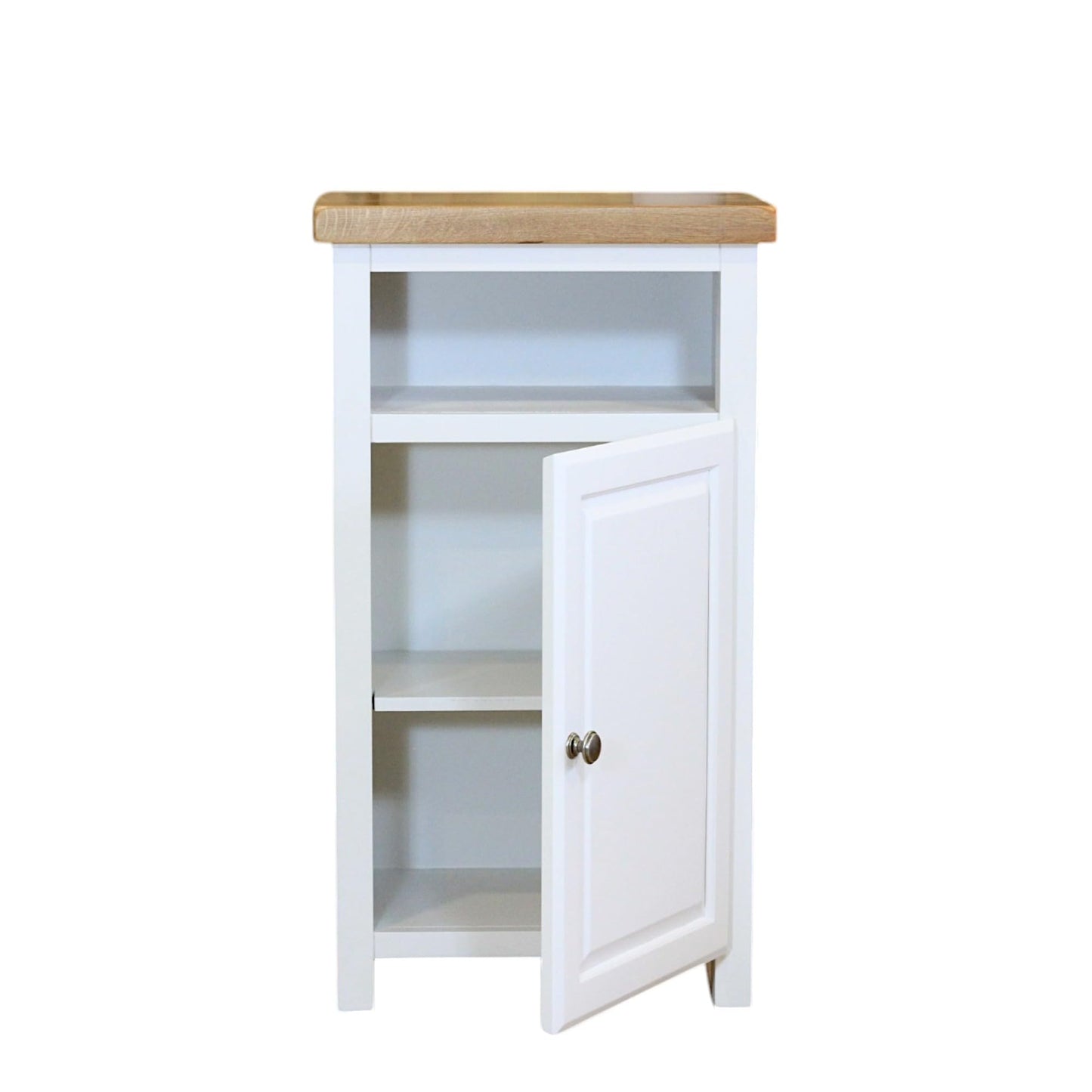 GROF GROFurniture Snow White Slim Cabinet, Bathroom Storage Cabinet, Oak Painted Kitchen Cupboard, Hallway Storage Unit, Storage Cupboard