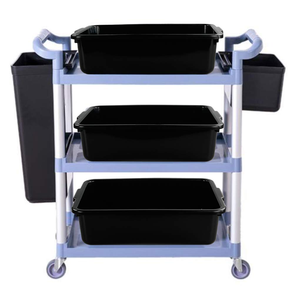 Teyyvn 13 L Plastic Bus Box, Commercial Wash Basin Tote Box, 4-Pack, Black