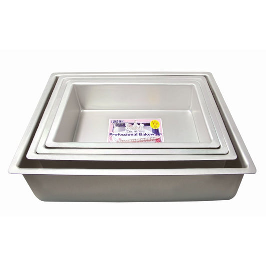 PME OBL12163 Aluminium Oblong Cake Pan 12 x 16 x 3-Inch Deep , Silver