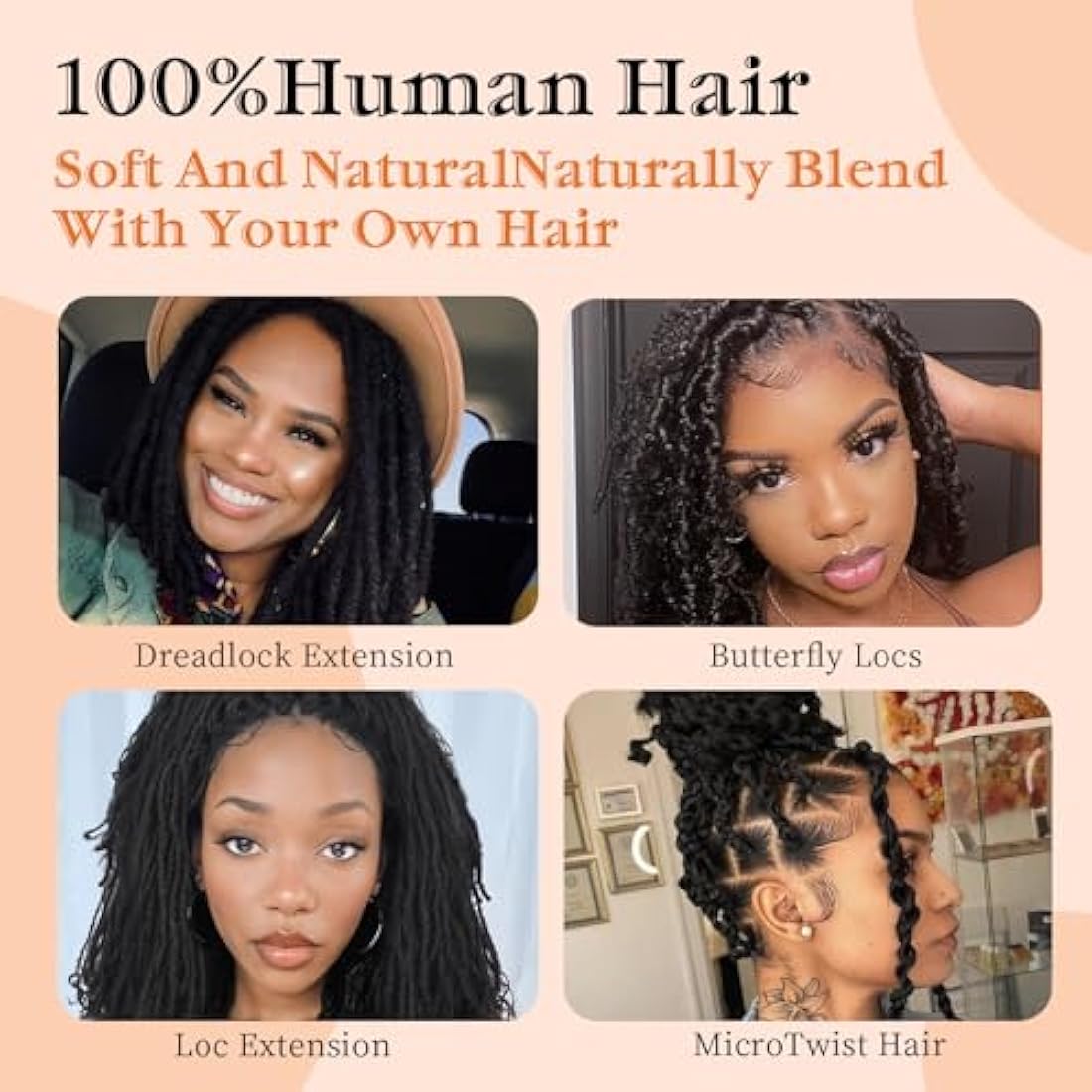 Yacurcur Afro Kinkys Bulk Human Hair 50g/Pack Braiding Hair for Dreadlocks Extensions,Loc Repair,Twist Braiding No Short Hair 4C Afro Kinky Human Hair Natural Black (14 Inch)