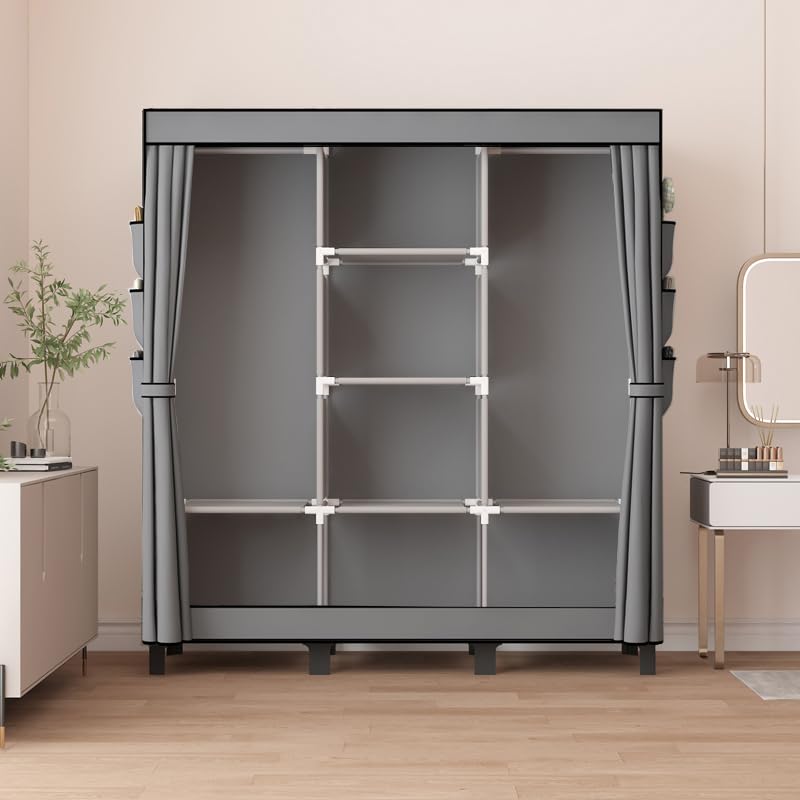 lishbie Portable Fabric Wardrobe,130x45x172cm Foldable Storage Closet