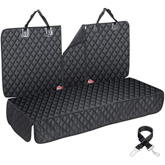 ANOSOSPECIAL Dog Car Seat Cover for Back Seat Cover for Kids ISOFIX with Dog Seat Belt Non Stick Fur Car Seat Protector for Dogs Nonslip Water Proof Durable for Truck SUV（Black ISOFIX-Large）