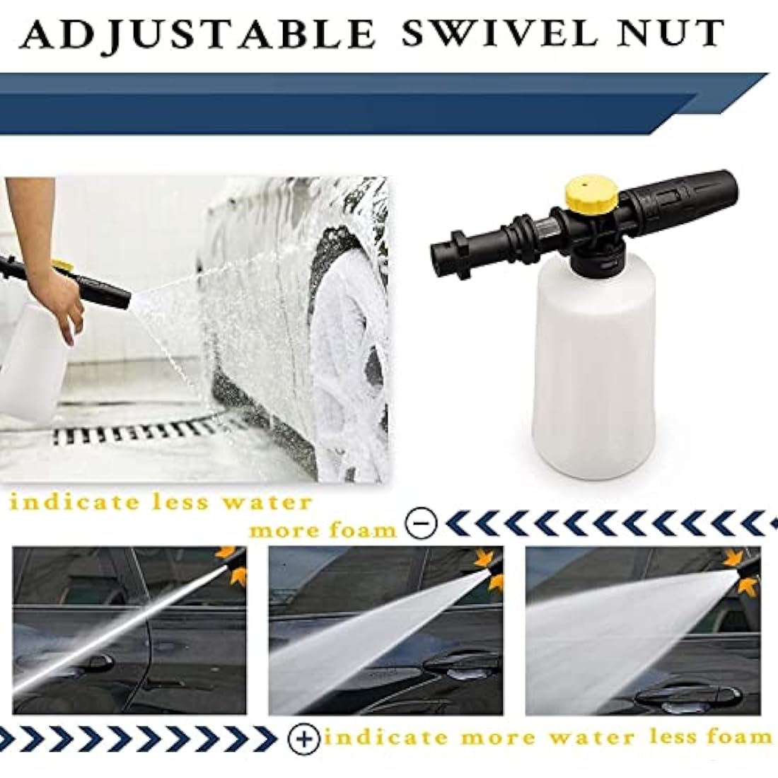 High Pressure Jet Bottle Snow Foam Lance Cannon Washer for Karcher K2 K3 K4 K5 K6 K7 Soap Generator Car Foamer Gun Adjustable Sprayer Nozzle 750ML