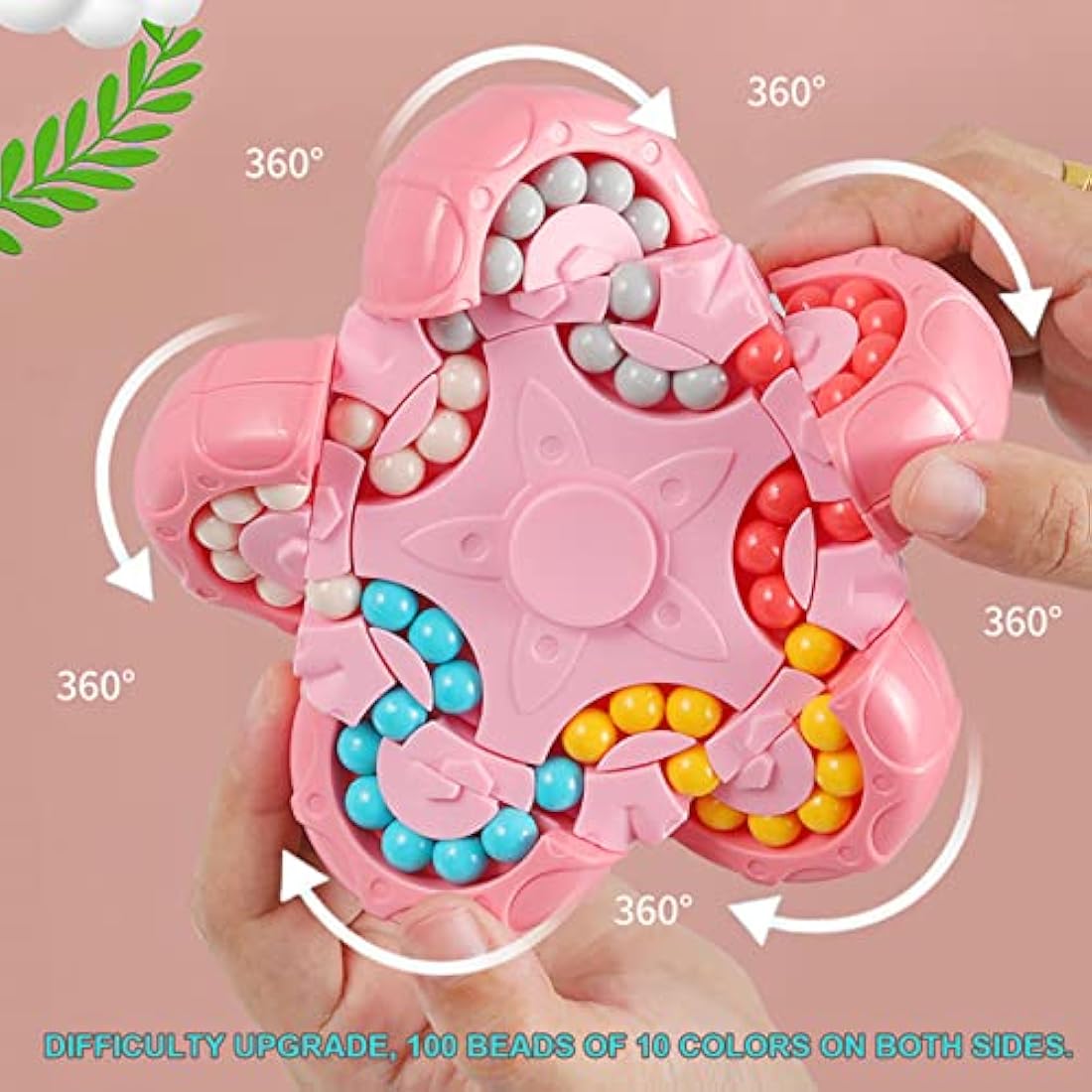 Magic Bean Rotating Cube Toy,Fidget Toy Spinner Ball Sorting Game Puzzle Brain Training Handheld Spinning Decompression Toy,Jigsaw Bean Toy Gifts for Kids,Teens,Adults Rotating Finger Cube Toy