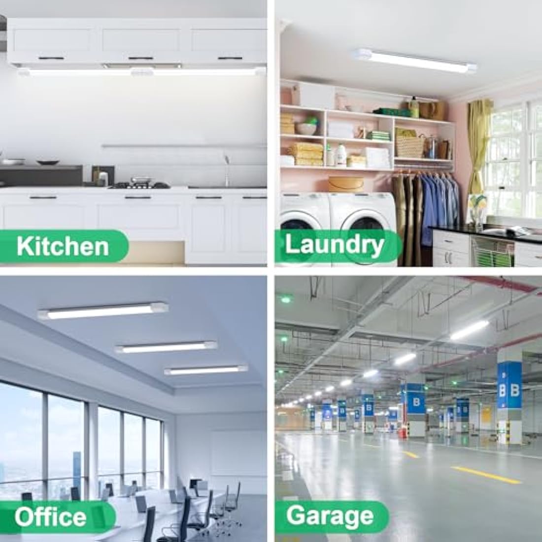 Amdelne 6000k Led Batten Light, 4FT 120CM, 36W Plug in Wall Light Shed Loft Light, IP65 Plug in Ceiling Light Strip for Garage Lighting, Office, Bedroom, Kitchen, Shed,Outdoor,Tube Light