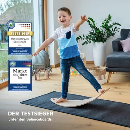 WAHU Board - Balance Board with Unique Rocker Shape Including Cork Roll - Surf Balance Board (100% Wood) | Balance Board Wood | 100% Fun Guaranteed