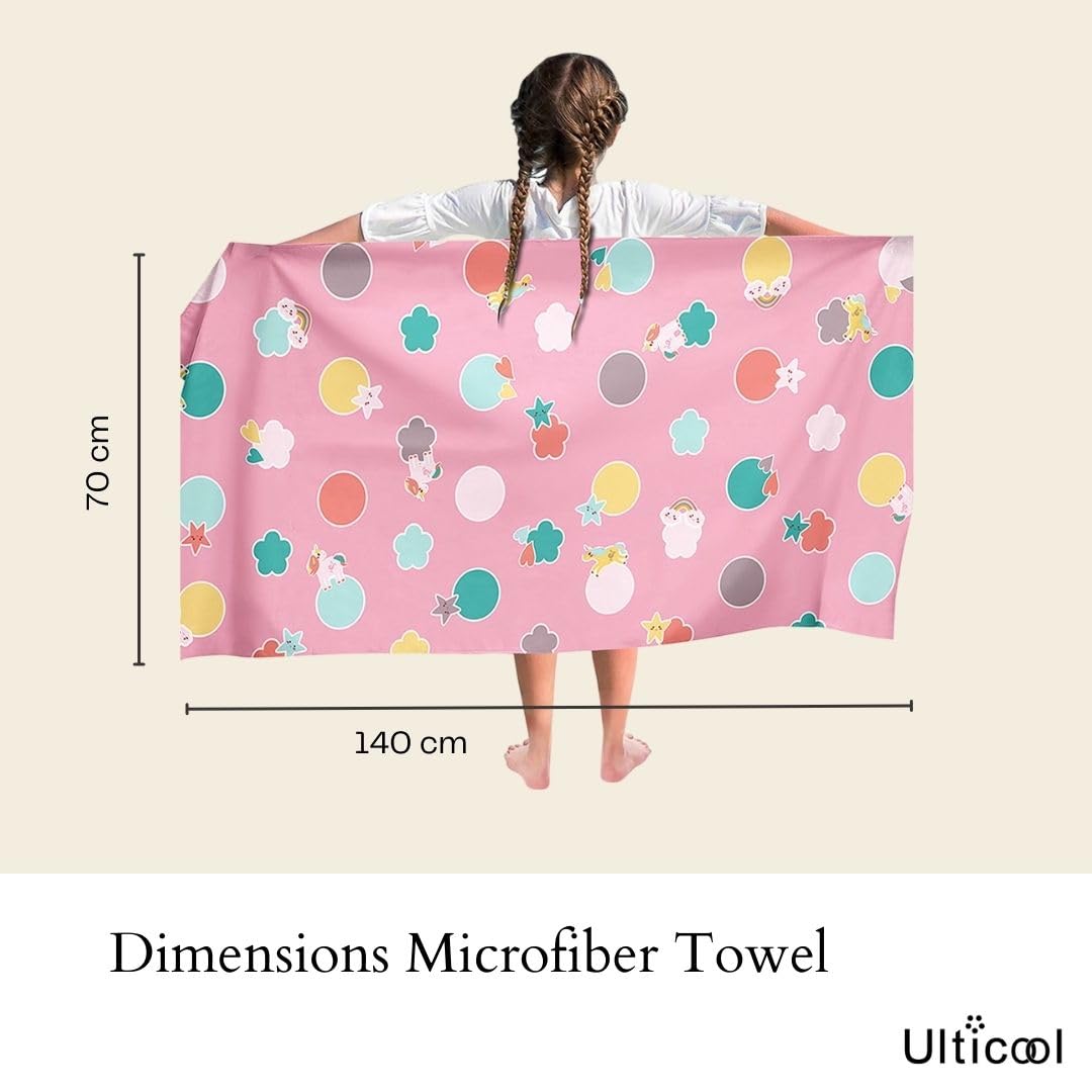 Ulticool Microfibre Children's Towel 140 x 70 cm - Flowers Butterfly Unicorn - Lightweight Travel Towel Quick-Drying Bath Towel Beach Towel