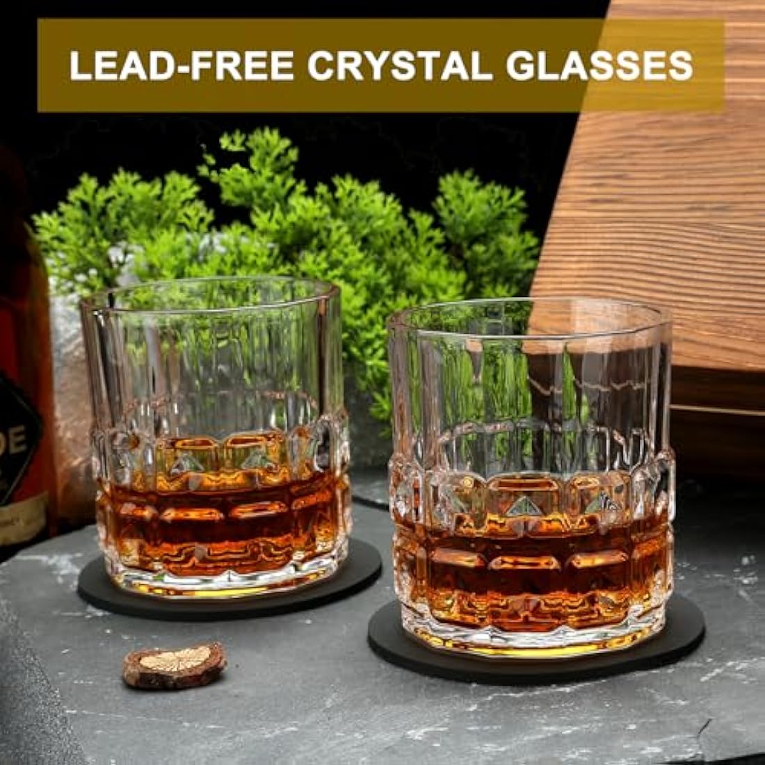 Sovyime Whisky Gift Set - Whiskey Glasses Set of 2, Whisky Glass & 6 Stainless Steel Whiskey Stones&Wooden Box, Whiskey Gift Sets for Men, Birthday Gifts for Men Dad Father Husband Brother Groomsmen