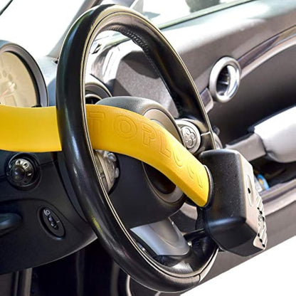 Stoplock Pro Elite Car Steering Wheel Lock HG 150-00 - Safe Secure Heavy Duty Anti-Theft Bar - Universal Fit - Includes 2 Keys and Carry Bag, Black/Yellow, 1 Unit