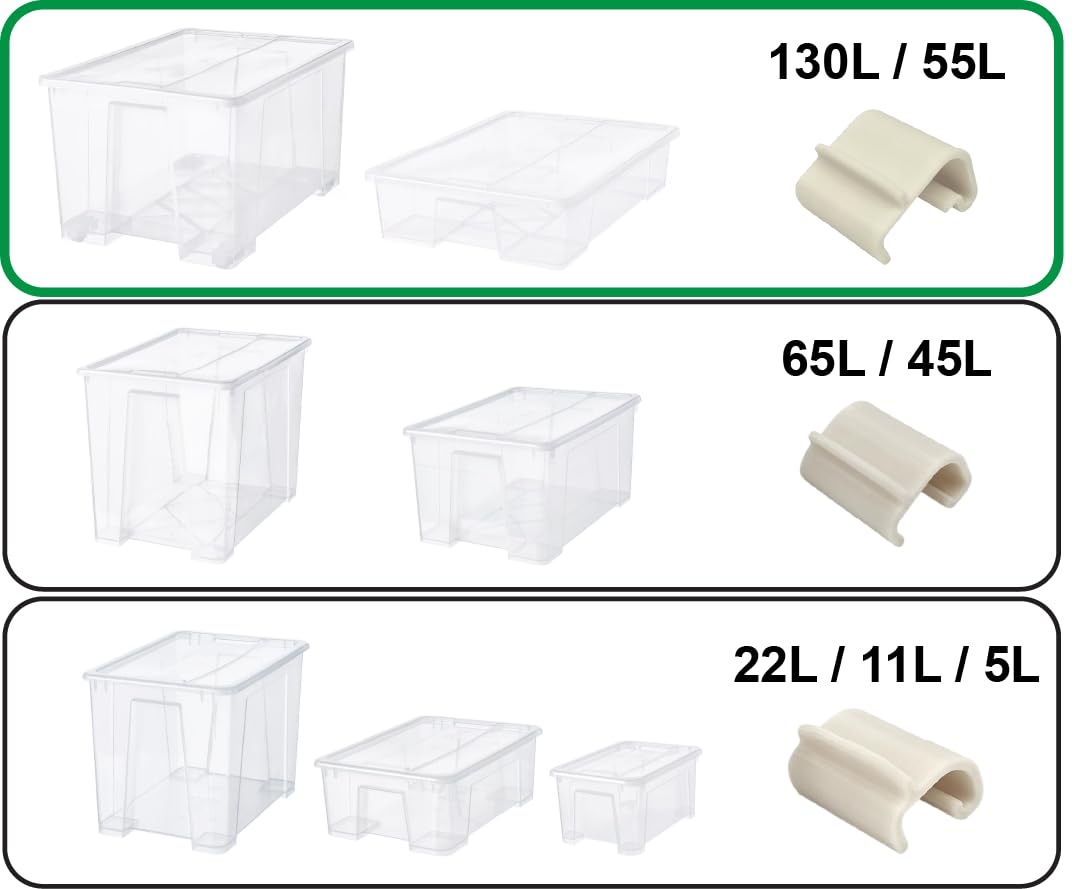 Locking Clips for IKEA Samla Box Boxes Rounded Compatible with Ikea-Samla Clips ... (Pack of 4, 55L/130L)