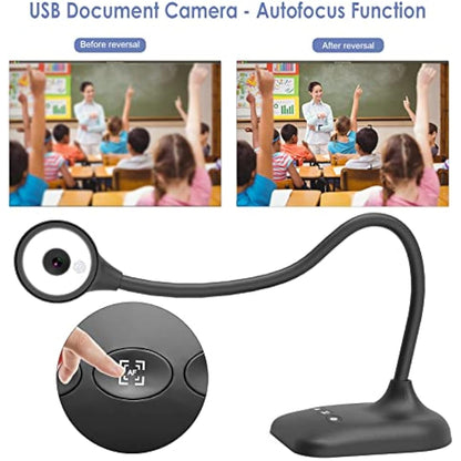 PAKOTOO Document Camera & USB Visualizer 5MP, for A3 Size, LED Light, iOS, Dual Microphone, Image Inversion, Folding with Zoom, Skype, Teams, OBS. for Windows, MacOS, Linux, Chromebook