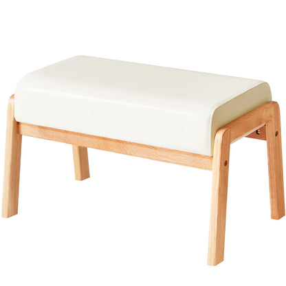 IBUYKE 14.2” H Large Foot Stool Ottoman, Rectangle PU Faux Leather Foot Rest with Padded Seat and Wood Legs