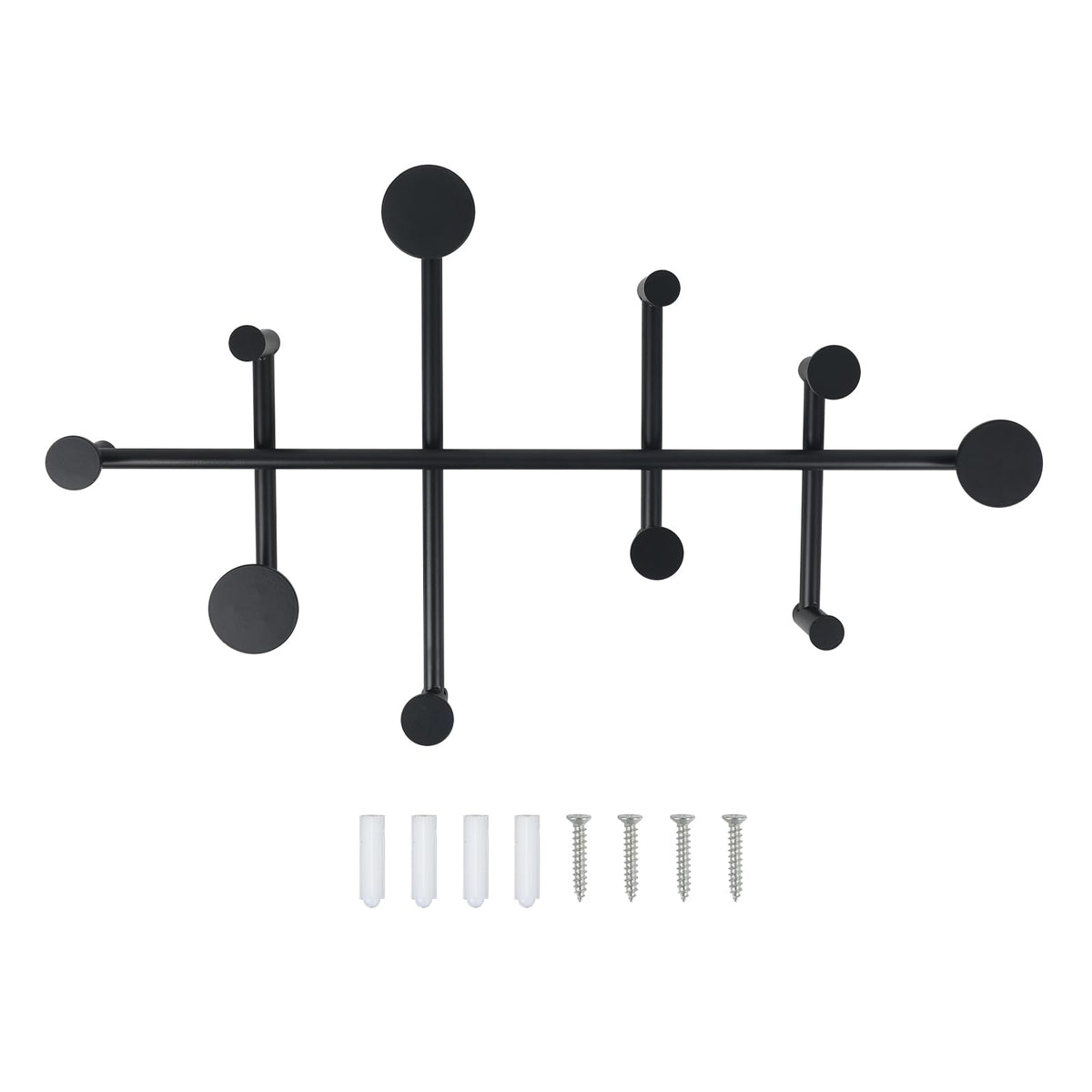 XLSBZ Coat Rack Shelf Wall Mounted,Modern Metal Coat Rack with 10 Hooks,Coat Hanger Wall Hooks for Clothe, Shats, Scarves Black