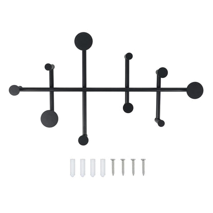 XLSBZ Coat Rack Shelf Wall Mounted,Modern Metal Coat Rack with 10 Hooks,Coat Hanger Wall Hooks for Clothe, Shats, Scarves Black