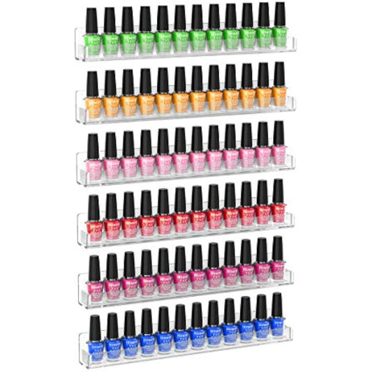 Acrylic Wall Mounted Nail Polish Display Stand Display Rack Nail Polish Organiser Storage for Wall Mounted Storage Shelves Holder - 6pcs