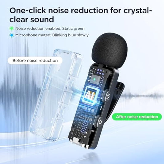 BOYA BY-V20 Wireless Lavalier Microphone, Mini Lapel Mic with Noise Cancelling Compatibale with Android/Type-C, iPhone 15/16, Laptop for Youtube Speaking Podcast Facebook Vlogging Video Recording