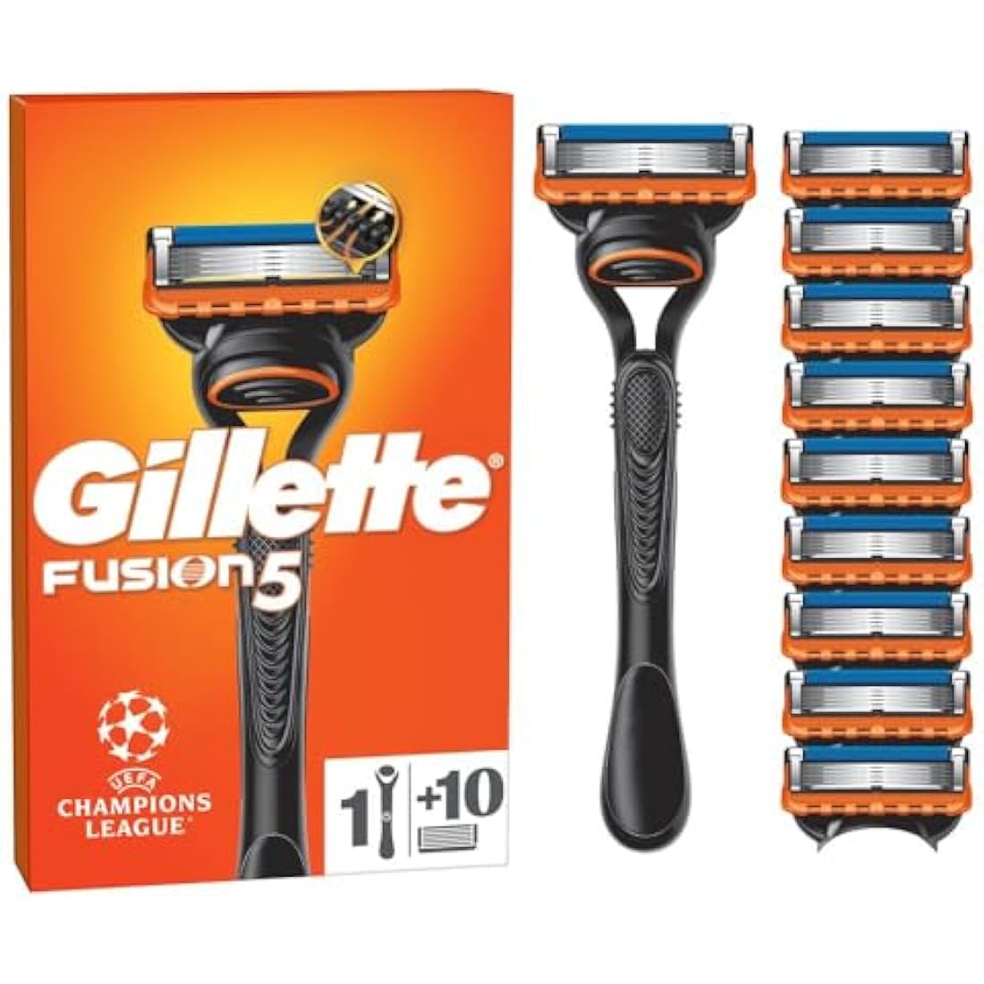 Gillette Fusion5 Razor for Men, 1 Gillette Razor, 10 Blade Refills