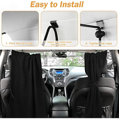 ZATOOTO Campervan Car Divider Privacy Curtains (56 * 33inch) Suede Fabric Blackout Front Rear Side Window Covers Sun Shades,Removable Magnetic Van Car Camping Curtains (Black)