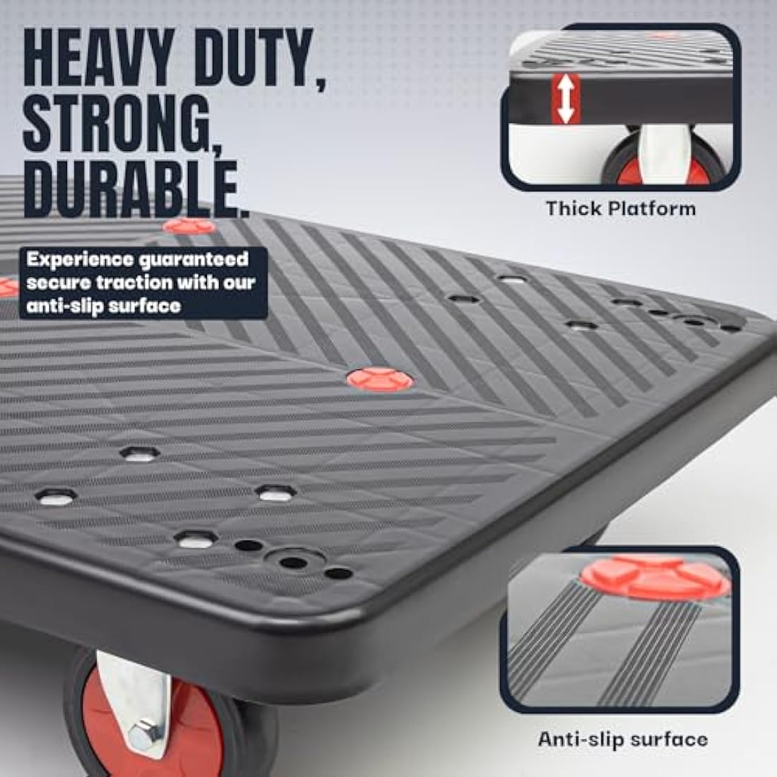400kg capacity Platform Truck Heavy Duty Trolley with 2 bungee cords with hooks Multipurpose Utility Trolley - Versatile Folding