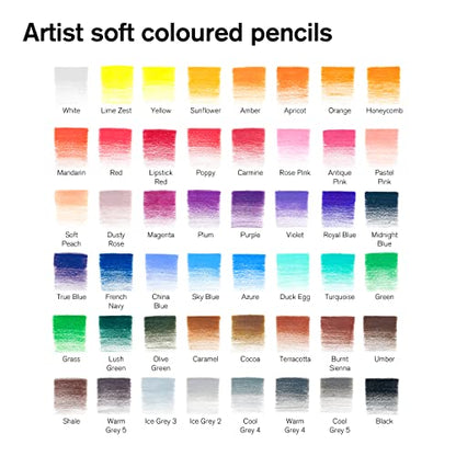 Winsor & Newton Studio Collection Colouring Pencils, 48 Soft Core Drawing Pencils, Premium Artist Quality, for Sketching, Blending, Shading and Layering