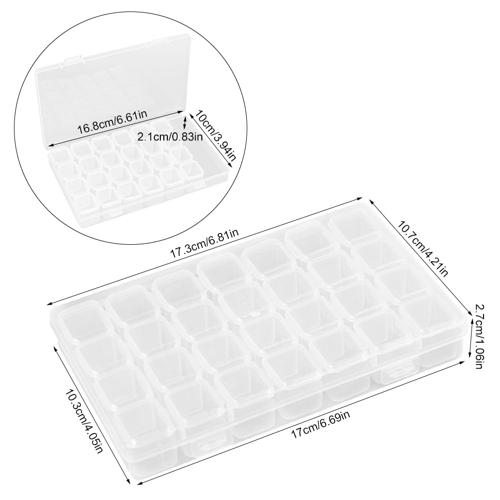 2 Pcs Diamond Paintings Storage Box, 28 Grids Diamond Art Accessories Embroidery Bead Boxes Organiser Case for Jewellery Earring Containers Clear