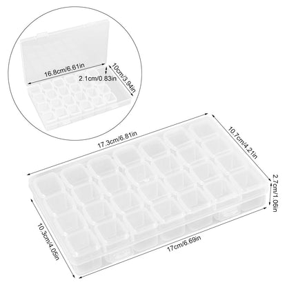 2 Pcs Diamond Paintings Storage Box, 28 Grids Diamond Art Accessories Embroidery Bead Boxes Organiser Case for Jewellery Earring Containers Clear