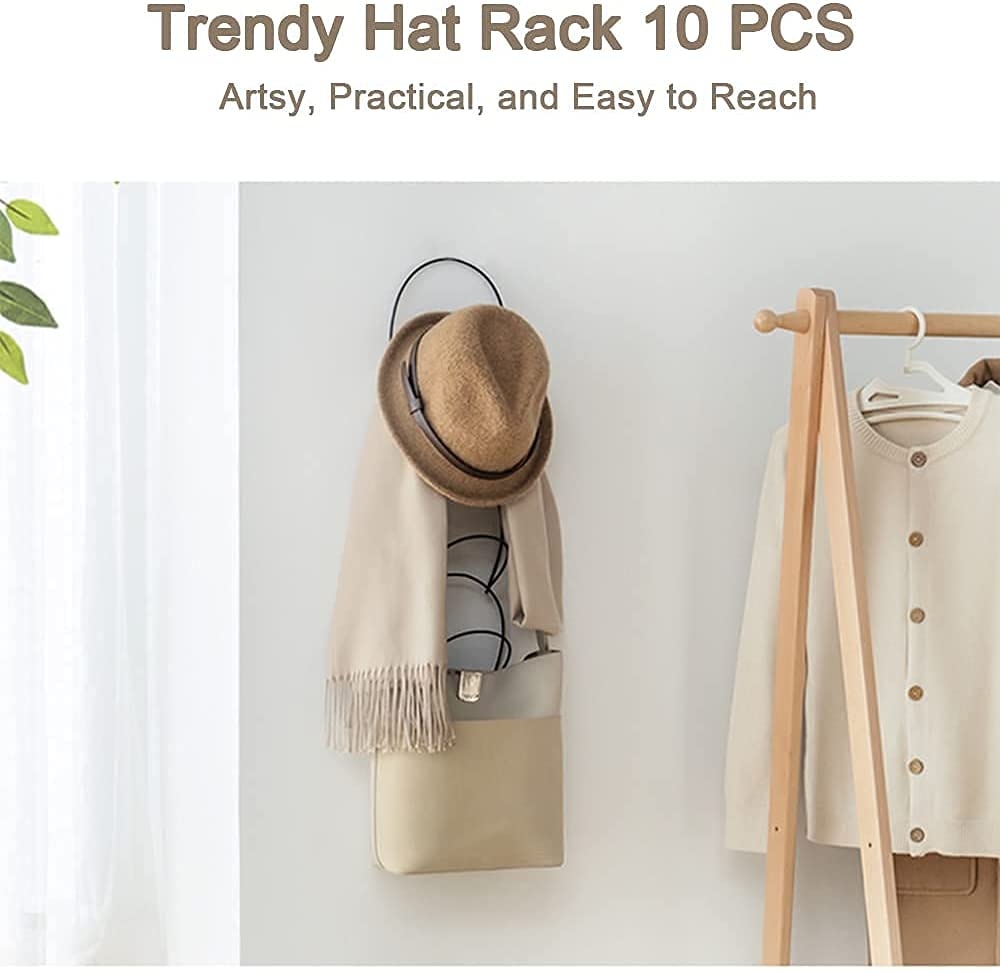 SUNFICON Baseball Cap Rack Holder Organiser Hanger 10 Pack Hat Display Storage Rack Closet Hanging for Scarves Handbags Towels Clothes Ties Over Door
