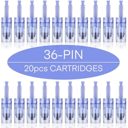 36 pin Micro Cartridges, 20pcs Replacement Cartridges for Ultima A6 Derma Pen Auto Microneedling System, Bayonet Type