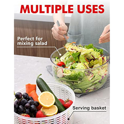 Salad Spinner Large, 5L Lettuce Spinner Salad Dryer Fruit Vegetable Washer Easy to Clean Mixer Easy and Quick Drying, Salad Maker Salad Spinners for Vegetables Fruits