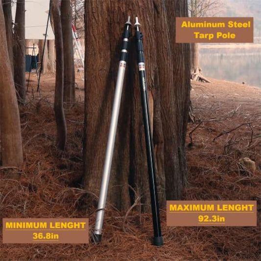 HIKEMAN Tent Poles Camping Poles for Tarp Awning Canopy Porch Sun Sails Tarpaulin Headroom Aluminium Adjustable Telescoping 90-230cm