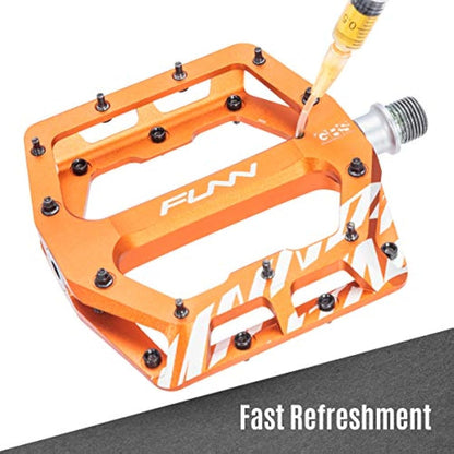 Funn Funndamental Flat Pedals - Wide Platform Bicycle Pedals for BMX/MTB Mountain Bike, Adjustable Grip for Outstanding Stability, 9/16-inch CrMo Axle