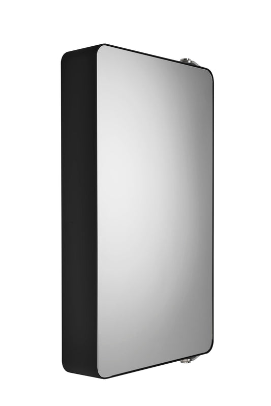 Croydex Arun Matt Black Bathroom Mirror Cabinet - Rotating Medicine Cabinet with Mirror, Wall Mounted Bathroom Wall Cabinet, 2 Shelves, Stainless
