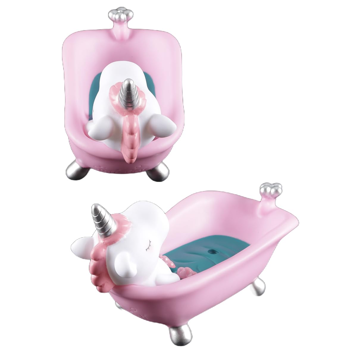 zalati Lovely Plastic Soap Dish, Cartoon Dish Unicorn Bathtub Soap Box with Drainage for Bathroom Bathtub, Kitchen Sink Pink