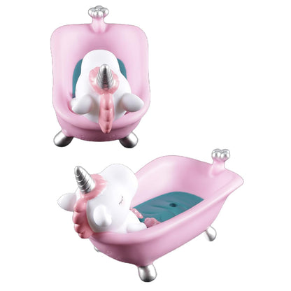 zalati Lovely Plastic Soap Dish, Cartoon Dish Unicorn Bathtub Soap Box with Drainage for Bathroom Bathtub, Kitchen Sink Pink
