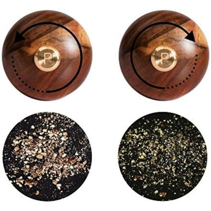 DeroTeno Pepper Mill, Pepper Grinder with Adjustable Stainless Steel Grinder, Acacia Wood, Height 30 cm