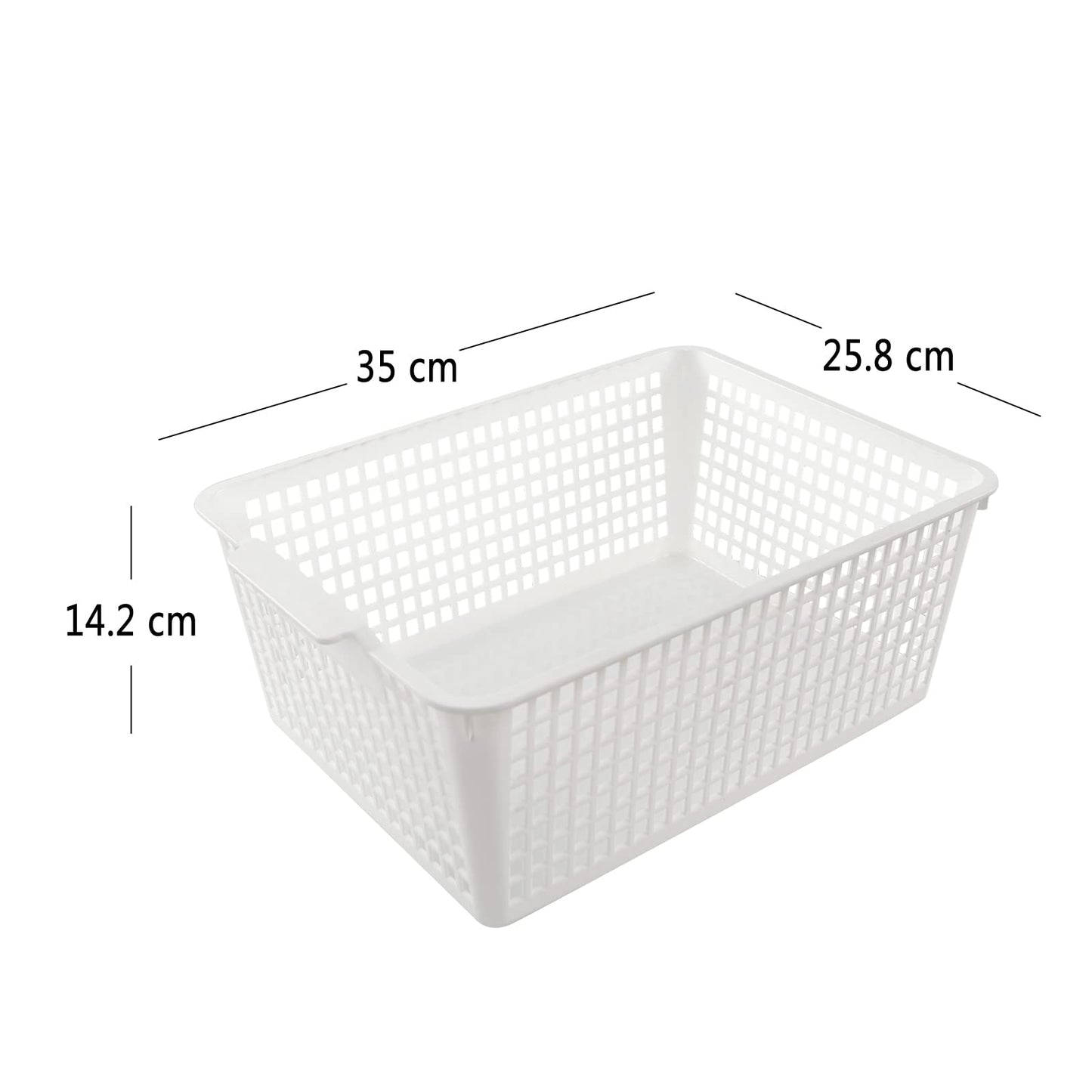 Joyeen Large Stroage Basket, Plastic Kitchen Cupboard Basket Box Set of 4 (White)