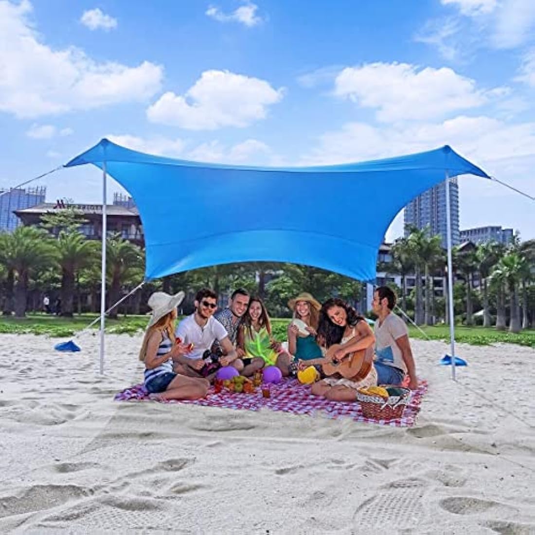 Beach Tent Anti UV Adult Child Ventilation Shelter Family Beach Large Sunshade Portable Canopy (Blue, M)