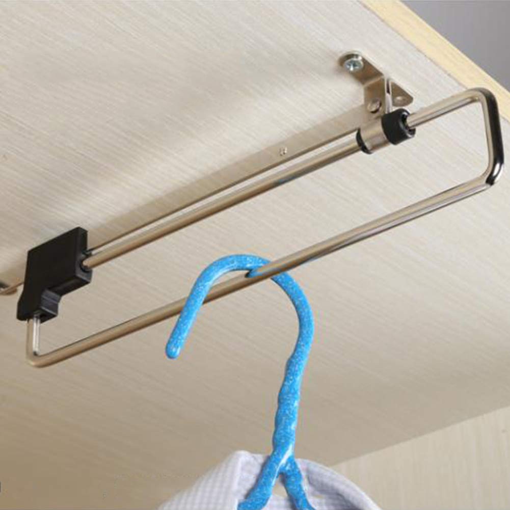 Telescopic Clothes Rod for Closet, Adjustable Pull Out Closet Rod - Retractable Valet Hanger Rail With Sliding Telescopic Extension for